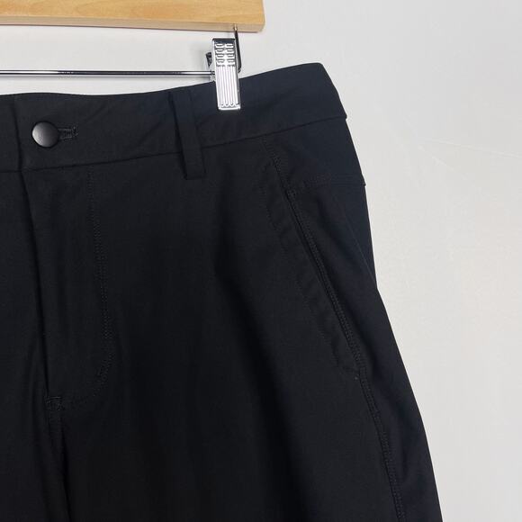 Lululemon Mens Size 34 Black Commission Shorts Zip Back Pocket Flat Front Chino - Picture 3 of 6